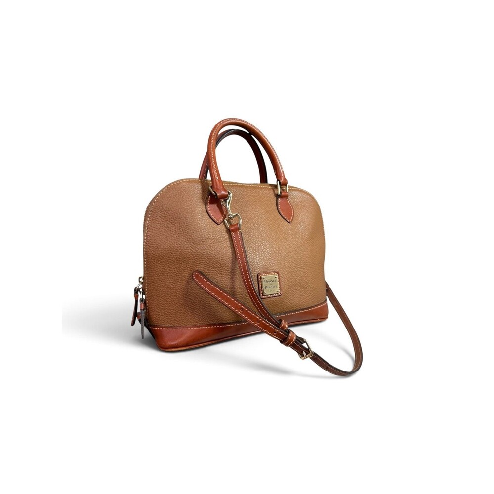 Dooney & Bourke Pebble Grain Zip Zip Domed Satchel in Caramel & Tan $338